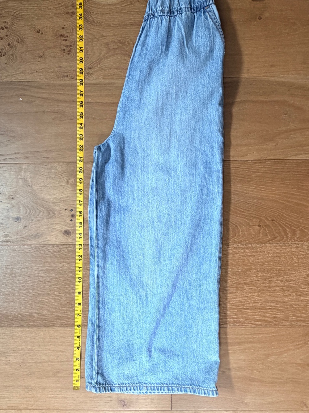 NWOT Abercrombie Kids Boho Preppy Wide Leg Denim Jumpsuit Smocked Girls Sz 11/12 - Picture 10 of 11